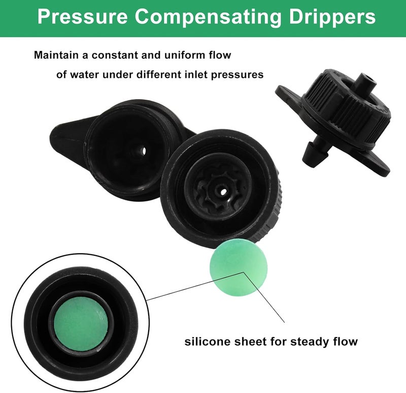 Rierdge 60 Pcs Drip Irrigation Emitters, 1 GPH Pressure Compensating, Minimalist Style, Plastic Material - Image 3